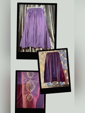 No tag Bohemian Purple Embroidered Maxi Skirt 12↔️35↕️ #1818